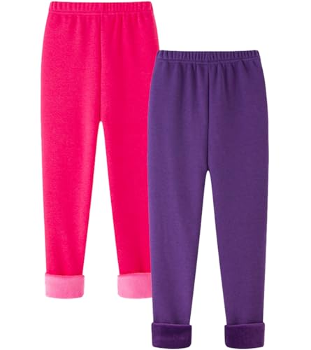 FAIRYRAIN 2er-Pack Kinder Mädchen Baumwolle Winter Dicke Warme Lange Hosen Thermoleggings Winterleggins Druck Fleece Gefüttert Leggings von FAIRYRAIN