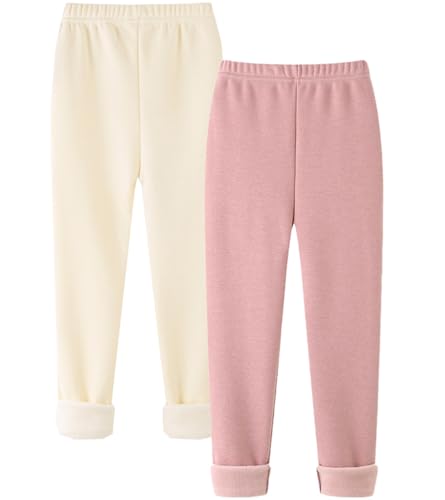 FAIRYRAIN 2er-Pack Kinder Mädchen Baumwolle Winter Dicke Warme Lange Hosen Thermoleggings Winterleggins Druck Fleece Gefüttert Leggings von FAIRYRAIN