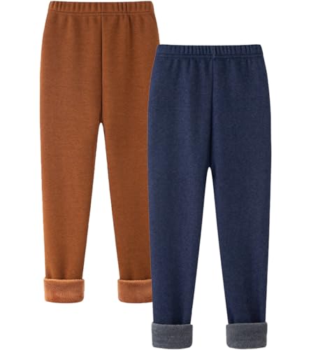 FAIRYRAIN 2er-Pack Kinder Mädchen Baumwolle Winter Dicke Warme Lange Hosen Thermoleggings Winterleggins Druck Fleece Gefüttert Leggings von FAIRYRAIN