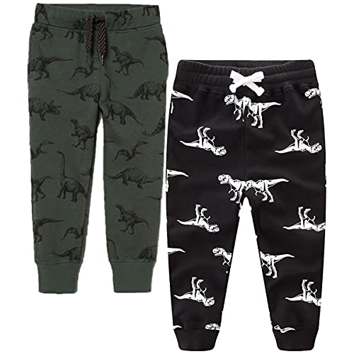 FAIRYRAIN 2er-Pack Unisex Jungen Mädchen Kinder Karikatur Drucken Freizeithose Baumwolle Sporthose Hose Jogginghose Sweathose (Pants#B, 104-110) von FAIRYRAIN