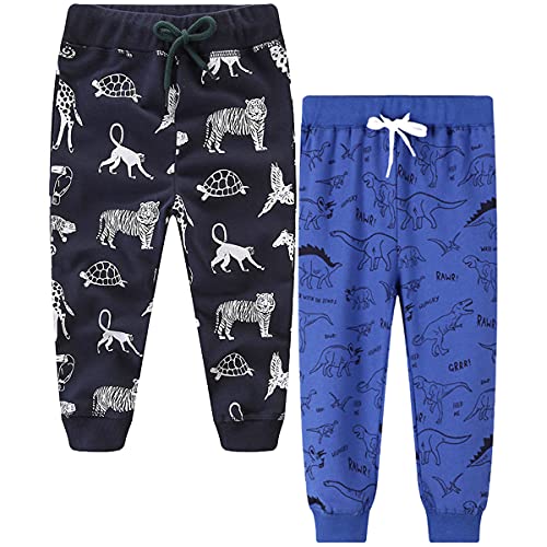 2er-Pack Unisex Jungen Mädchen Kinder Karikatur Drucken Freizeithose Baumwolle Sporthose Hose Jogginghose Sweathose (Pants#D, 104-110) von FAIRYRAIN