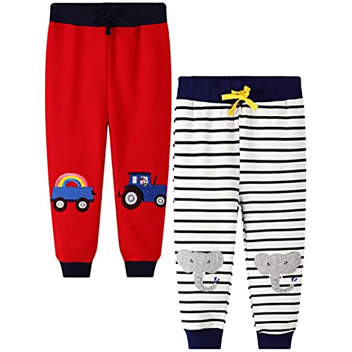 FAIRYRAIN 2er-Pack Unisex Jungen Mädchen Kinder Karikatur Drucken Freizeithose Baumwolle Sporthose Hose Jogginghose Sweathose 3T von FAIRYRAIN