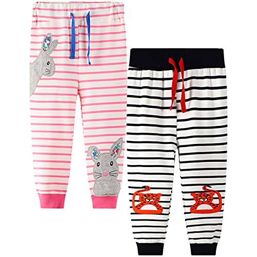 FAIRYRAIN 2er-Pack Unisex Jungen Mädchen Kinder Karikatur Drucken Freizeithose Baumwolle Sporthose Hose Jogginghose Sweathose 4T von FAIRYRAIN