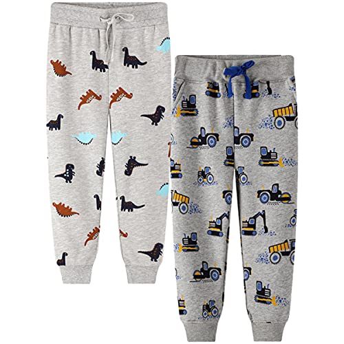 FAIRYRAIN 2er-Pack Unisex Jungen Mädchen Kinder Karikatur Drucken Freizeithose Baumwolle Sporthose Hose Jogginghose Sweathose 4T von FAIRYRAIN