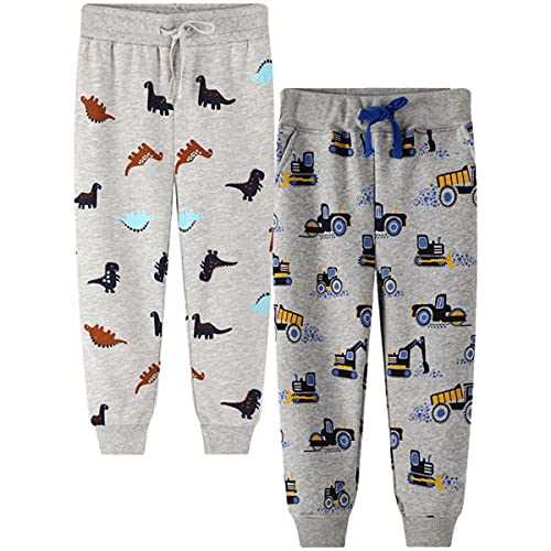 FAIRYRAIN 2er-Pack Unisex Jungen Mädchen Kinder Karikatur Drucken Freizeithose Baumwolle Sporthose Hose Jogginghose Sweathose 7T von FAIRYRAIN