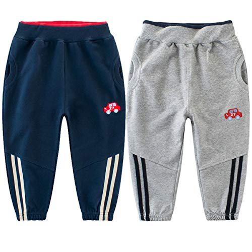 FAIRYRAIN 2er-Pack Unisex Kinder Jungen Mädchen Hose Jogginghose Sweathose Karikatur Drucken Elastische Freizeithose (Pants#I, 120) von FAIRYRAIN