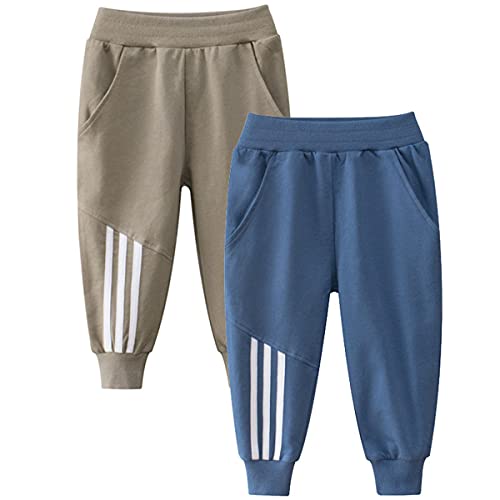 FAIRYRAIN 2er-Pack Unisex Kinder Jungen Mädchen Hose Jogginghose Sweathose Karikatur Drucken Elastische Freizeithose 140 von FAIRYRAIN