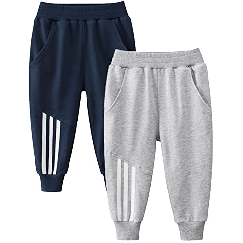 FAIRYRAIN 2er-Pack Unisex Kinder Jungen Mädchen Hose Jogginghose Sweathose Karikatur Drucken Elastische Freizeithose 140 von FAIRYRAIN