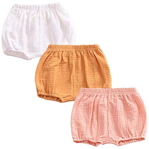 FAIRYRAIN 3 Pack of Baby Kinder Mädchen Jungen Baumwolle Unterwäsche Unterhosen Rüsche Hose Bloomer Shorts Baby Höschen Windelhöschen Kleinkinder Pumphose 6-12 Monate von FAIRYRAIN