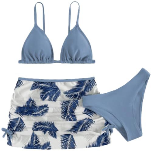 FAIRYRAIN 3 Stück Mädchen Badebekleidung Bikini Set Schwimmanzug Sommer Bikini Top mit Cover Up Beach Shorts+Slips Badeanzug Badeanzug von FAIRYRAIN