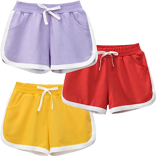 FAIRYRAIN 3er-Pack Kinder Mädchen Sommer Shorts Hotpants Kurze Hosen Elastische Taille Thin Slim Sommerhose Kurze Hose von FAIRYRAIN