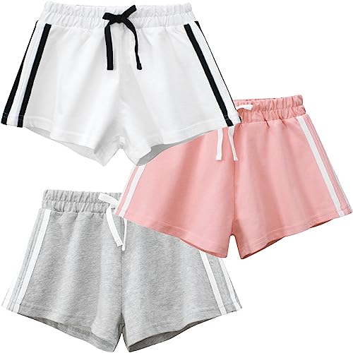 FAIRYRAIN 3er-Pack Kinder Mädchen Sommer Shorts Hotpants Kurze Hosen Elastische Taille Thin Slim Sommerhose Kurze Hose von FAIRYRAIN