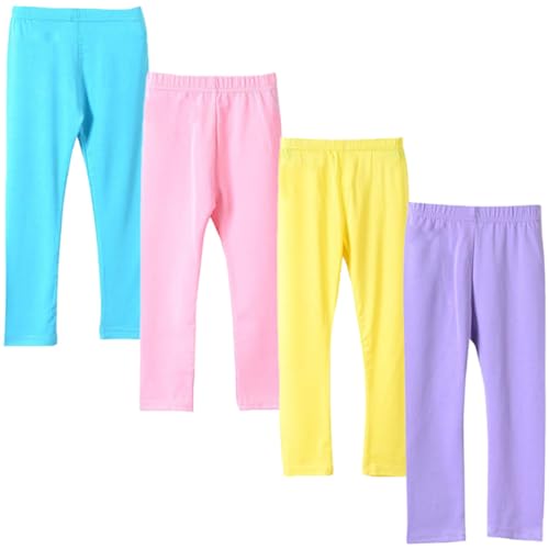 FAIRYRAIN 4 Pack of Mädchen Multi-Packs Stretch Leggings lang Sommer Basic Lang Hosen Leggins von FAIRYRAIN