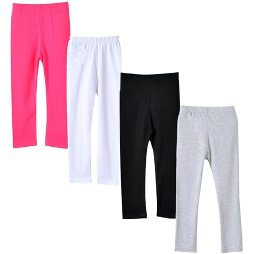 FAIRYRAIN 4 Pack of Mädchen Multi-Packs Stretch Leggings lang Sommer Basic Lang Hosen Leggins von FAIRYRAIN