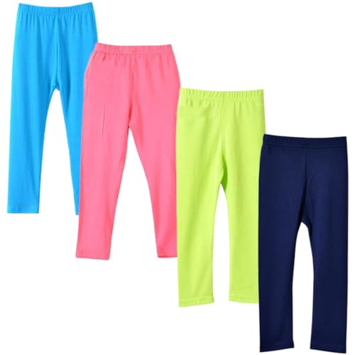 FAIRYRAIN 4 Pack of Mädchen Multi-Packs Stretch Leggings lang Sommer Basic Lang Hosen Leggins von FAIRYRAIN