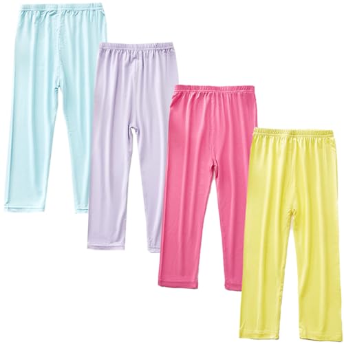 FAIRYRAIN 4 Pack of Mädchen Multi-Packs Stretch Leggings lang Sommer Basic Lang Hosen Leggins von FAIRYRAIN