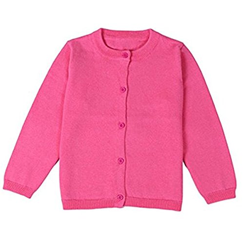 FAIRYRAIN Baby Kinder Mädchen Langarm mit Rundhalsausschnitt Basic Baumwoll Strickpullover Strickjacke Cardigan Pullover Sweater von FAIRYRAIN