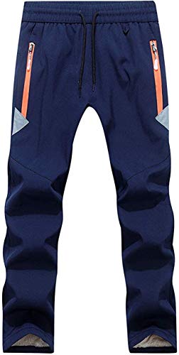 FAIRYRAIN Children's Boys Girls Winter Warm Softshell Trousers Lined Windproof Outdoor Trousers with Adjustable Drawstring Fleece Lining Rain Trousers Hiking Trousers - Blue, Gr. 140 von FAIRYRAIN