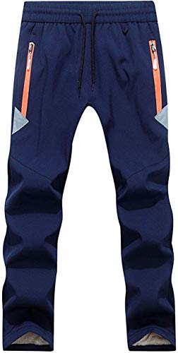 FAIRYRAIN Children's Boys Girls Winter Warm Softshell Trousers Lined Windproof Outdoor Trousers with Adjustable Drawstring Fleece Lining Rain Trousers Hiking Trousers - Blue, Gr. 150 von FAIRYRAIN