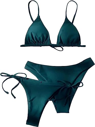 FAIRYRAIN Damen 3 Pcs Push Up Bikini-Sets High Waist Triangel Bademode Neckholder Swimsuit Badeanzug Set S von FAIRYRAIN