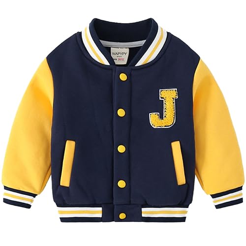 FAIRYRAIN Kinder Junge Langarm College Jacke Beiläufig Stilvoll Winterjacken Baseball Sweatjacke Mantel Sportjacke Stehkragen Jacken 100 von FAIRYRAIN