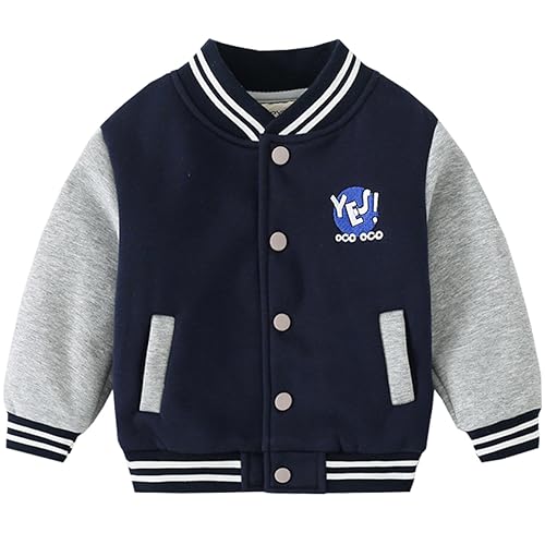 FAIRYRAIN Kinder Junge Langarm College Jacke Beiläufig Stilvoll Winterjacken Baseball Sweatjacke Mantel Sportjacke Stehkragen Jacken 100 von FAIRYRAIN