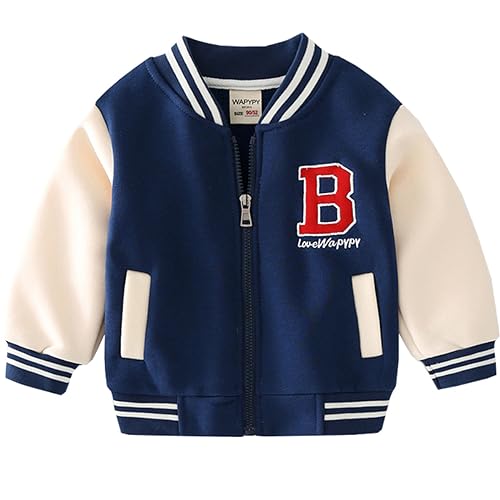FAIRYRAIN Kinder Junge Langarm College Jacke Beiläufig Stilvoll Winterjacken Baseball Sweatjacke Mantel Sportjacke Stehkragen Jacken 110 von FAIRYRAIN
