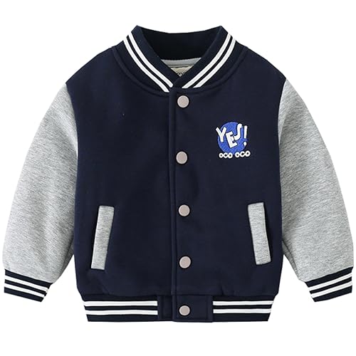 FAIRYRAIN Kinder Junge Langarm College Jacke Beiläufig Stilvoll Winterjacken Baseball Sweatjacke Mantel Sportjacke Stehkragen Jacken 130 von FAIRYRAIN