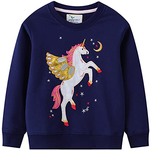 FAIRYRAIN Kinder Jungen Mädchen Baumwolle Einhorn Langarm T-Shirt Warme Pullover Streetwear Langarmshirt Sweat Top 4T von FAIRYRAIN