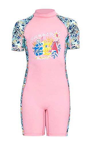 FAIRYRAIN Kinder Jungen Mädchen Einteiler Kurzarm Schwimmanzug UV Schutz Bademode Taucheranzug Badeanzug UPF 50+ Schwimmanzug Fullsuit für Wassersport S von FAIRYRAIN