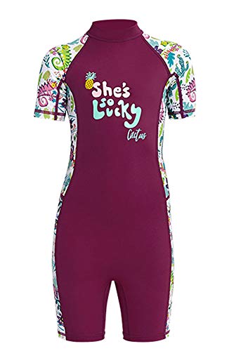 FAIRYRAIN Kinder Jungen Mädchen Einteiler Kurzarm Schwimmanzug UV Schutz Bademode Taucheranzug Badeanzug UPF 50+ Schwimmanzug Fullsuit für Wassersport XL von FAIRYRAIN