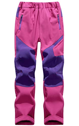 FAIRYRAIN Kinder Jungen Mädchen Winter Warm Fleecefütterung Softshellhose Gefüttert Wasserabweisend Winddicht Outdoorhose Skihose Wanderhose Trekkinghose von FAIRYRAIN