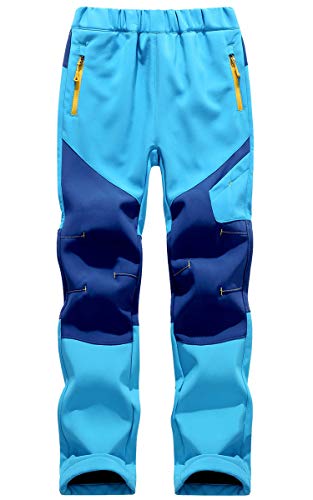 FAIRYRAIN Kinder Jungen Mädchen Winter Warm Fleecefütterung Softshellhose Gefüttert Wasserabweisend Winddicht Outdoorhose Skihose Wanderhose Trekkinghose von FAIRYRAIN