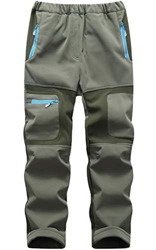 FAIRYRAIN Kinder Jungen Mädchen Winter Warm Softshellhose Regenhose Gefütterte Outdoorhose Wasserabweisend Winddicht Skihose Wanderhose Sporthose XXL von FAIRYRAIN