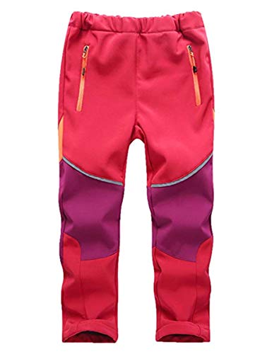 FAIRYRAIN Kinder Jungen Mädchen Winter Warm Softshellhose mit Fleecefütterung Wasserabweisend Winddicht Atmungsaktiv Outdoorhose Skihose Wanderhose Regenhose Sporthose S von FAIRYRAIN