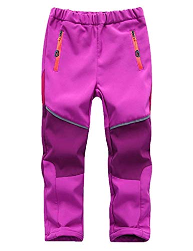 FAIRYRAIN Kinder Jungen Mädchen Winter Warm Softshellhose mit Fleecefütterung Wasserabweisend Winddicht Atmungsaktiv Outdoorhose Skihose Wanderhose Regenhose Sporthose XL von FAIRYRAIN