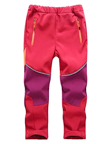 FAIRYRAIN Kinder Jungen Mädchen Winter Warm Softshellhose mit Fleecefütterung Wasserabweisend Winddicht Atmungsaktiv Outdoorhose Skihose Wanderhose Regenhose Sporthose XXL von FAIRYRAIN