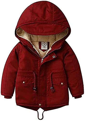 FAIRYRAIN Kinder Jungen Mädchen Winterjacke mit Kapuze Winter Mantel mit Fleecefutter Fleecejacke Verdickt Kinderjacke Parka Übergangsjacke 130 von FAIRYRAIN
