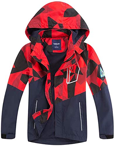 FAIRYRAIN Kinder Jungen wasserdichte Fleecefütterung Jacke Übergangsjacke Regenjacke Kinder Softshelljacken Mantel RegenmantelWanderjacke Outdoorjacke 110 von FAIRYRAIN