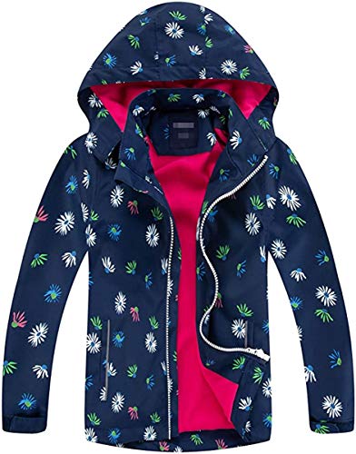 FAIRYRAIN Kinder Mädchen Jacke mit Fleecefütterung Übergangsjacke Winddicht Regenjacke Softshelljacken Kapuzenjacke Wanderjacke Outdoorjacke 110 von FAIRYRAIN