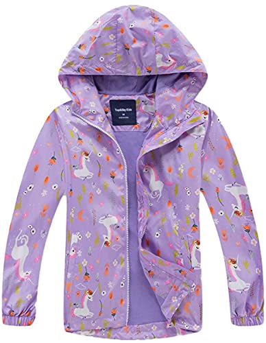 FAIRYRAIN Kinder Mädchen Jacke mit Fleecefütterung Übergangsjacke Winddicht Regenjacke Softshelljacken Kapuzenjacke Wanderjacke Outdoorjacke 110 von FAIRYRAIN