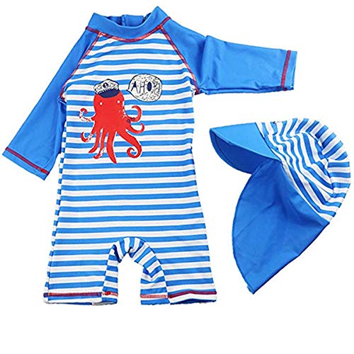 FAIRYRAIN Kinder Mädchen JungenSunsuit Sonnenschutz Alles in eins Badeanzug Bademode Einteiler UPF 50+ UV Schützend Schwimmanzug mit Sonnenhut von FAIRYRAIN