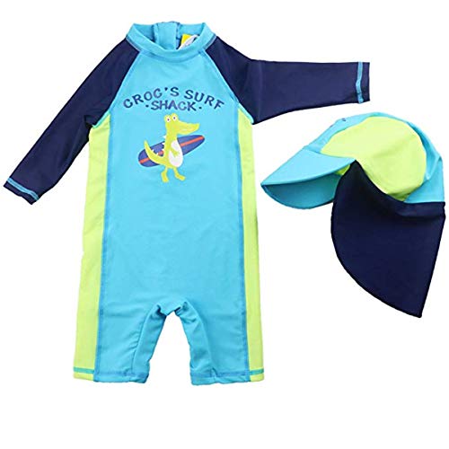 FAIRYRAIN Kinder Mädchen JungenSunsuit Sonnenschutz Alles in eins Badeanzug Bademode Einteiler UPF 50+ UV Schützend Schwimmanzug mit Sonnenhut von FAIRYRAIN