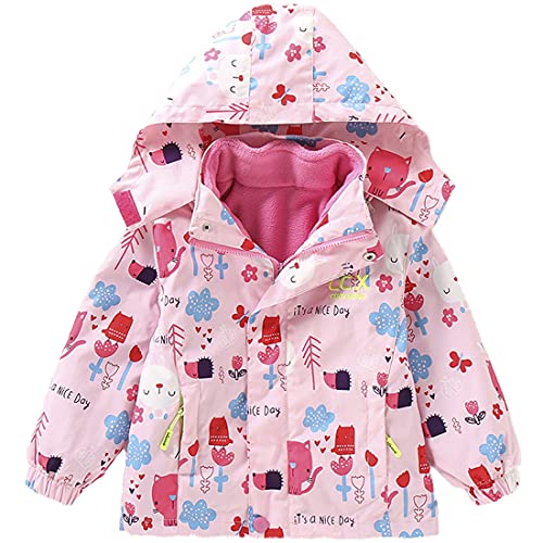 FAIRYRAIN Kinder Mädchen Kapuzenjacke Softshelljacken 3-in-1 Winter Warme Wanderjacke mit Fleecefutter Funktionsjacke Regenjacke Outdoorjacke 100 von FAIRYRAIN