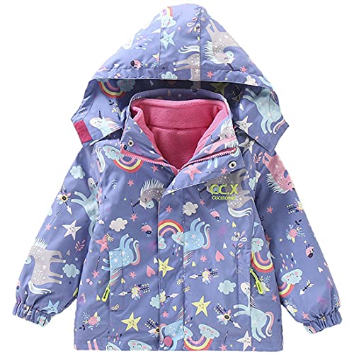 FAIRYRAIN Kinder Mädchen Kapuzenjacke Softshelljacken 3-in-1 Winter Warme Wanderjacke mit Fleecefutter Funktionsjacke Regenjacke Outdoorjacke 120 von FAIRYRAIN