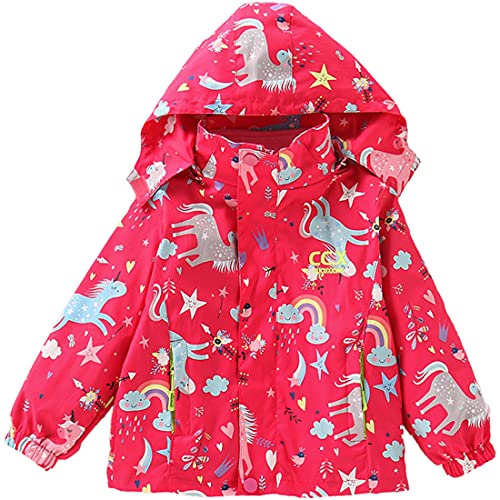 FAIRYRAIN Kinder Mädchen Kapuzenjacke Softshelljacken 3-in-1 Winter Warme Wanderjacke mit Fleecefutter Funktionsjacke Regenjacke Outdoorjacke 90 von FAIRYRAIN