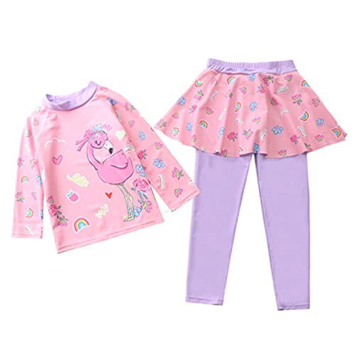 FAIRYRAIN Kinder Mädchen Zwei Stück Karikatur Meerjungfrau Kaninchen Lange Ärmel Kleidung UV-Schutz 50 Badeanzug mit Schwimmhose Schwimmanzug Schwimmbekleidung von FAIRYRAIN