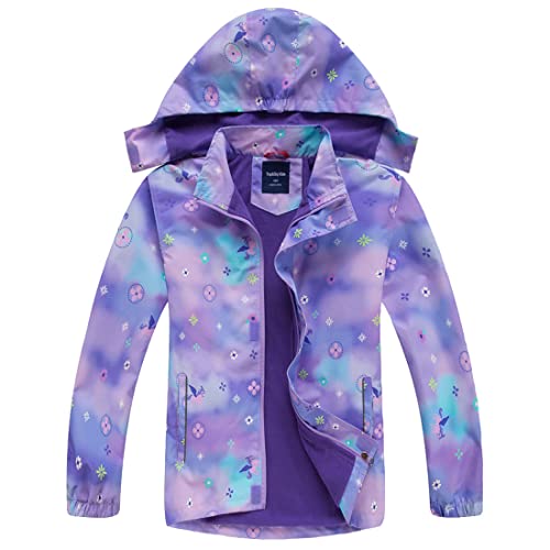 FAIRYRAIN Kinder Mädchen wasserdichte Cartoon Einhorn Print Jacke Übergangsjacke Regenjacke Kinder Softshelljacken Funktionsjacke mit Kapuze Outdoorjacke von FAIRYRAIN