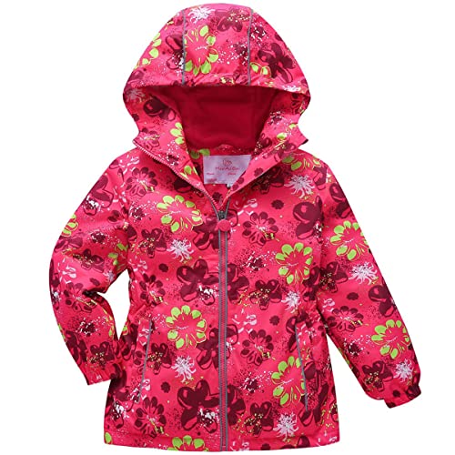 FAIRYRAIN Kinder Mädchen wasserdichte Gefütterte Jacke Übergangsjacke Regenjacke Softshelljacken Kapuzenjacke Wanderjacke Outdoorjacke 120 von FAIRYRAIN