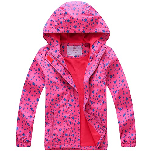 FAIRYRAIN Kinder Mädchen wasserdichte Gefütterte Jacke Übergangsjacke Regenjacke Softshelljacken Kapuzenjacke Wanderjacke Outdoorjacke 120 von FAIRYRAIN